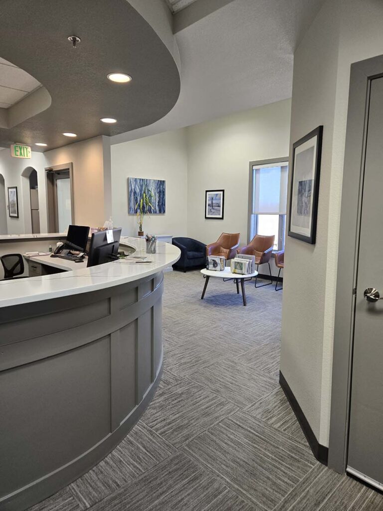 Front desk and hallway at Allison Jung Family Dentistry