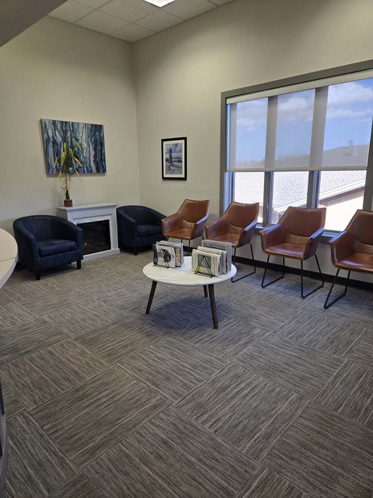 Patient waiting area with chairs at Allison Jung Family Dentistry